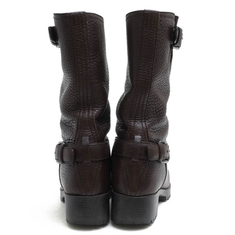 Prada Engineer Boots Shoes Women Leather Genuine Dark Brown 3u5785 Daino S