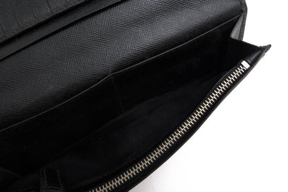 Prada Long Wallet Men Leather Genuine Black 2mv836saff with Coin Purse Bifold