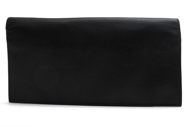 Prada Long Wallet Men Leather Genuine Black 2mv836saff with Coin Purse Bifold