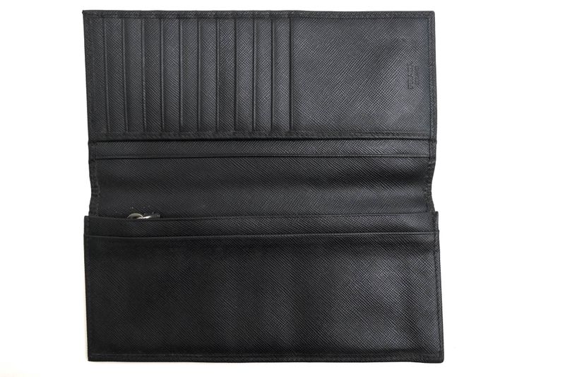 Prada Long Wallet Men Leather Genuine Black 2mv836saff with Coin Purse Bifold