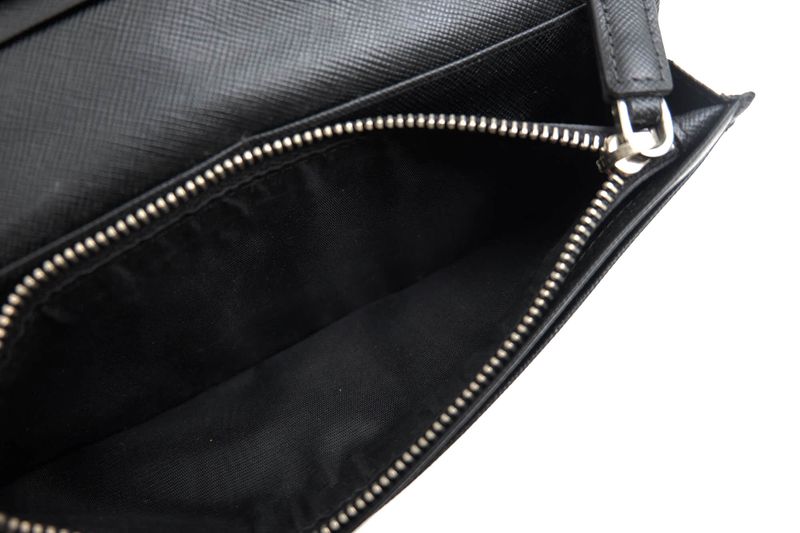 Prada Long Wallet Men Leather Genuine Black 2mv836saff with Coin Purse Bifold