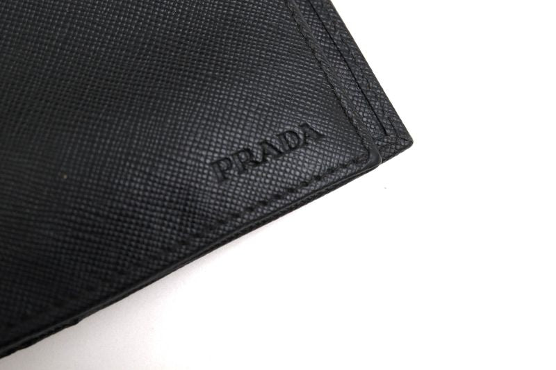 Prada Long Wallet Men Leather Genuine Black 2mv836saff with Coin Purse Bifold