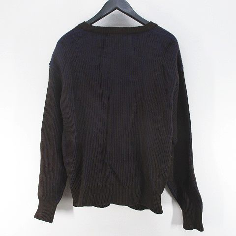 Christian DIOR Monsieur Striped Long-sleeved Knit Cardigan M Brown Dark Brown