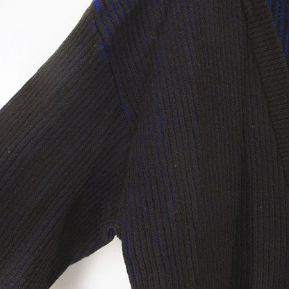 Christian DIOR Monsieur Striped Long-sleeved Knit Cardigan M Brown Dark Brown