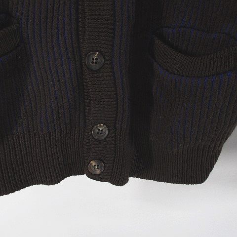 Christian DIOR Monsieur Striped Long-sleeved Knit Cardigan M Brown Dark Brown