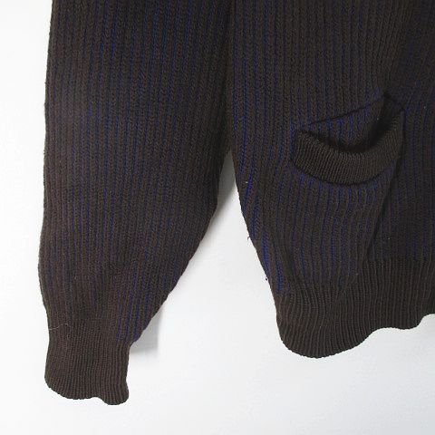 Christian DIOR Monsieur Striped Long-sleeved Knit Cardigan M Brown Dark Brown