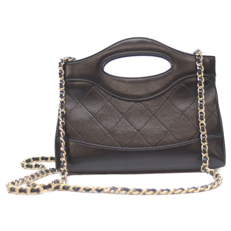 Chanel 25AW Ap3656 Black Shiny Lamb Ghardware Chanel 31 Nano Mini Shoulder