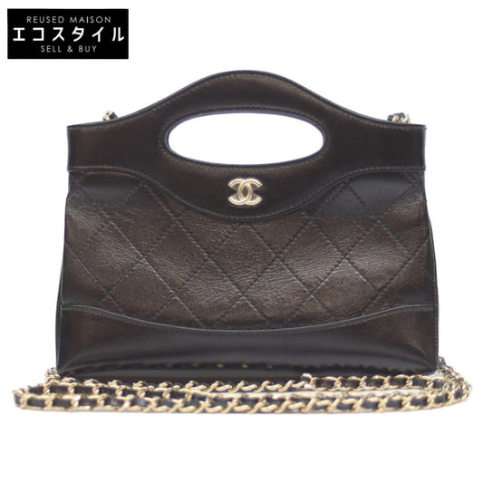 Chanel 25AW Ap3656 Black Shiny Lamb GHW Chanel 31 Nano Mini Shoulder