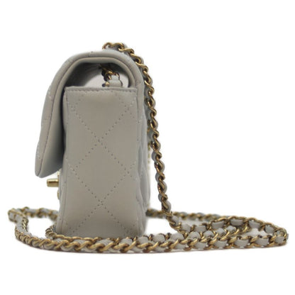 Chanel 24AW As5219 Light Blue Lamb Matrasse 18 Mini Flap Chain Shoulder