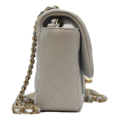 Chanel 24AW As5219 Light Blue Lamb Matrasse 18 Mini Flap Chain Shoulder