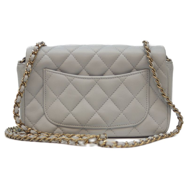 Chanel 24AW As5219 Light Blue Lamb Matrasse 18 Mini Flap Chain Shoulder