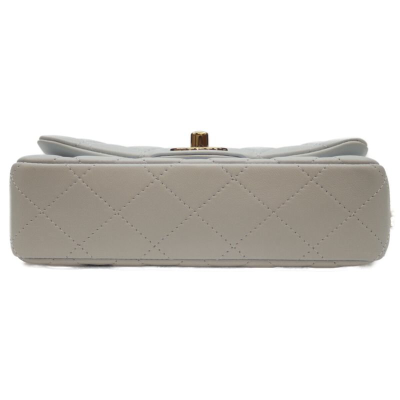 Chanel 24AW As5219 Light Blue Lamb Matrasse 18 Mini Flap Chain Shoulder