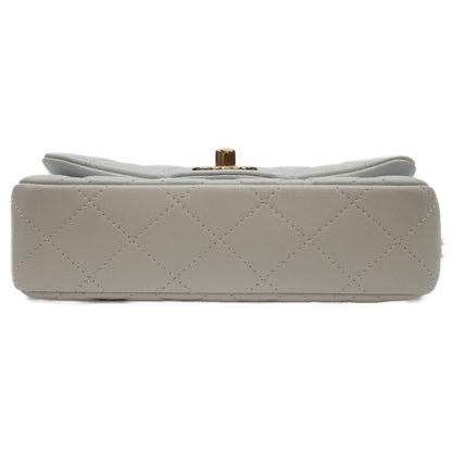 Chanel 24AW As5219 Light Blue Lamb Matrasse 18 Mini Flap Chain Shoulder