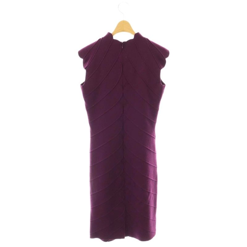 Fendi Scalloped Dress Sleeveless Mimolé Long Wool 42 Purple NR - OS
