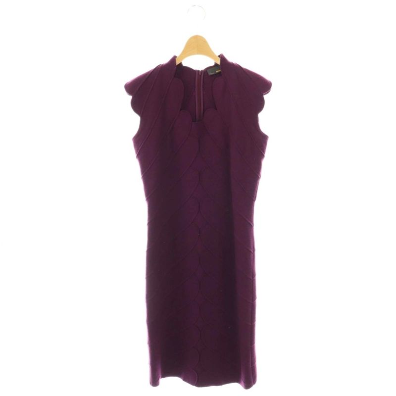 Fendi Scalloped Dress Sleeveless Mimolé Long Wool 42 Purple NR - OS