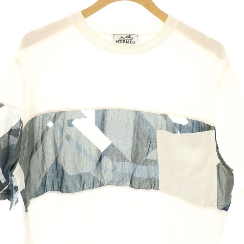 Hermes Printed Pocket T-shirt Cut And Sleeve XS White HK - OS