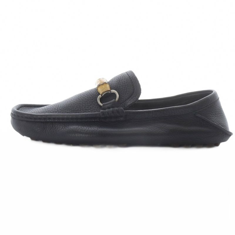 Gucci Bamboo Leather Loafers Square Toe 7 26cm (10.24in) Black