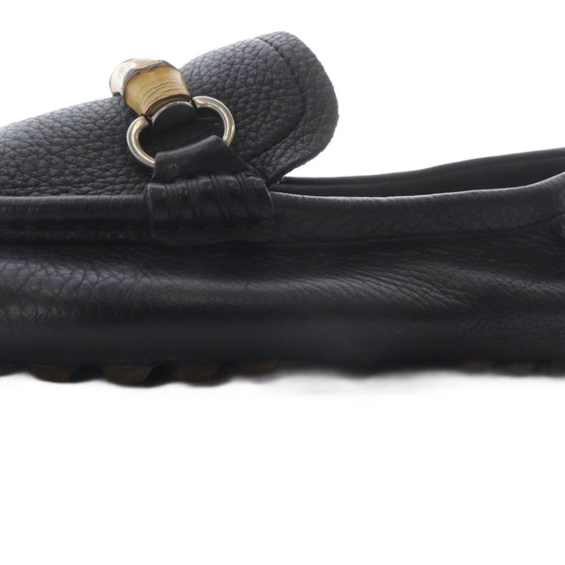 Gucci Bamboo Leather Loafers Square Toe 7 26cm (10.24in) Black