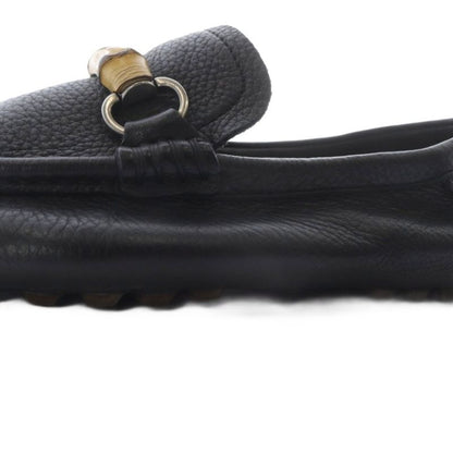 Gucci Bamboo Leather Loafers Square Toe 7 26cm (10.24in) Black