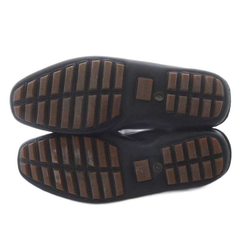 Gucci Bamboo Leather Loafers Square Toe 7 26cm (10.24in) Black