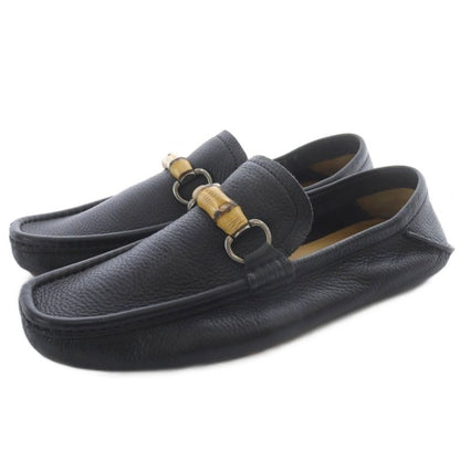 Gucci Bamboo Leather Loafers Square Toe 7 26cm (10.24in) Black