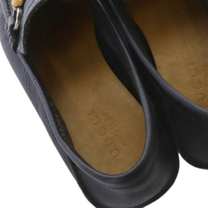 Gucci Bamboo Leather Loafers Square Toe 7 26cm (10.24in) Black