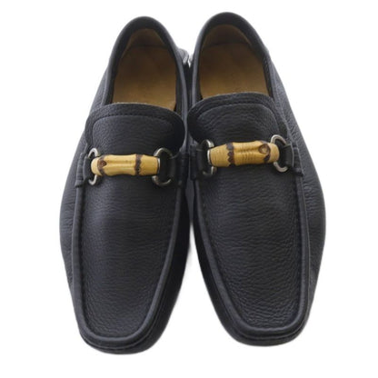 Gucci Bamboo Leather Loafers Square Toe 7 26cm (10.24in) Black