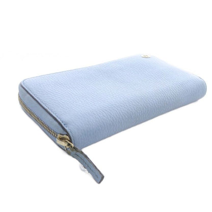 Gucci Interlocking G Round Zipper Long Wallet Leather Light Blue