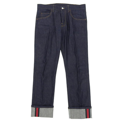 Gucci Web Decoration Button Fly Rigid Denim Pants Bottoms Men's Indigo 34