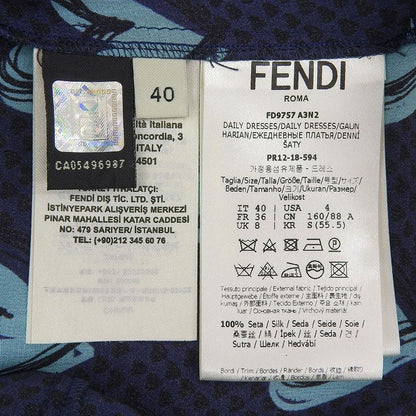 Fendi Heart Pattern Bow Tie Silk Shirt Dress Women Navy 40 Fd9757 A3N2 40