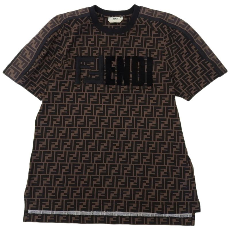 Fendi Zucca Pattern Logo Embroidery T-shirt Top Men's Brown S 19 Fs7074 A5HL S