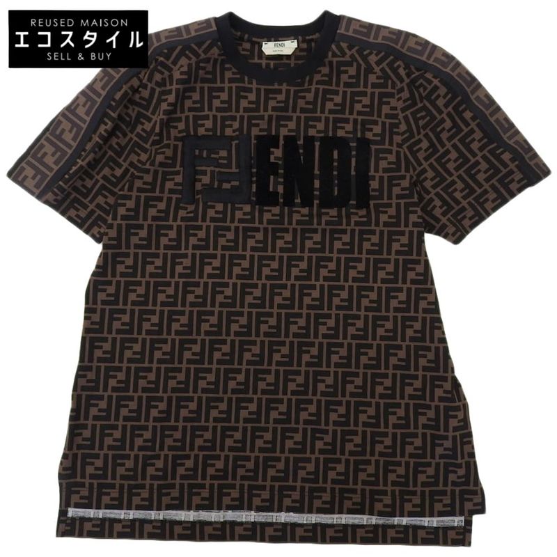 Fendi Zucca Pattern Logo Embroidery T-shirt Top Men's Brown S 19 Fs7074 A5HL S