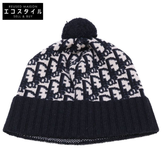 Christian DIOR []25dob701i099 Oblique Cashmere Pompom Beanie Knit Hat