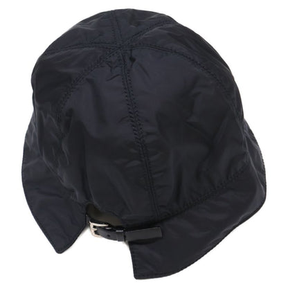 Prada [] Logo Embroidery Leather Belt Nylon Bucket Hat M