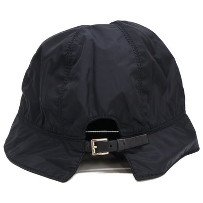 Prada [] Logo Embroidery Leather Belt Nylon Bucket Hat M