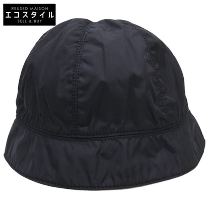 Prada [] Logo Embroidery Leather Belt Nylon Bucket Hat M