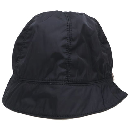 Prada [] Logo Embroidery Leather Belt Nylon Bucket Hat M