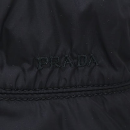 Prada [] Logo Embroidery Leather Belt Nylon Bucket Hat M