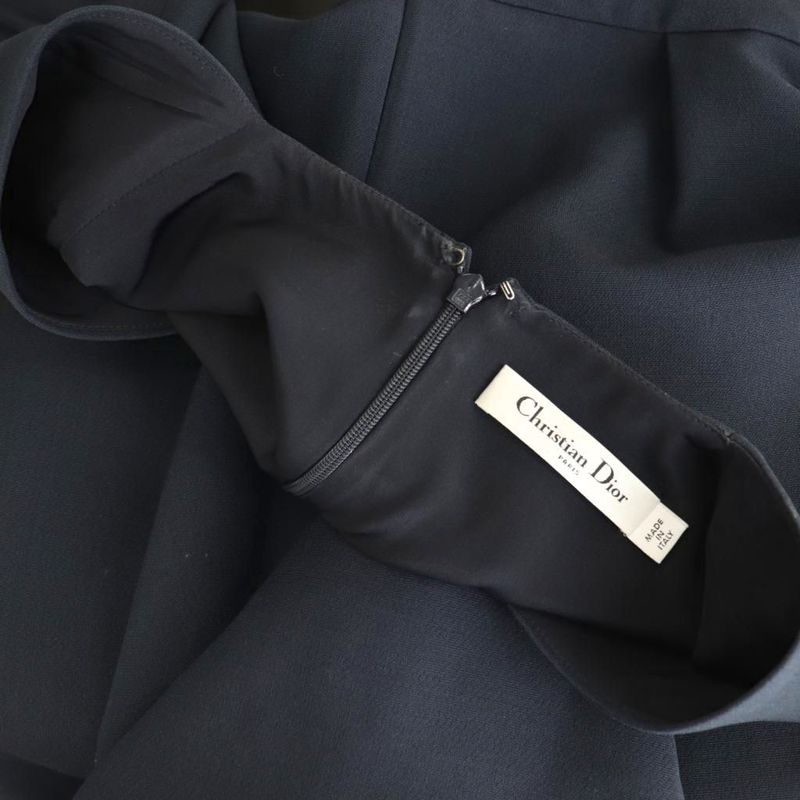 Christian DIOR Cache Coeur Short Sleeve Dress Knee Length Wool Silk Blend 34