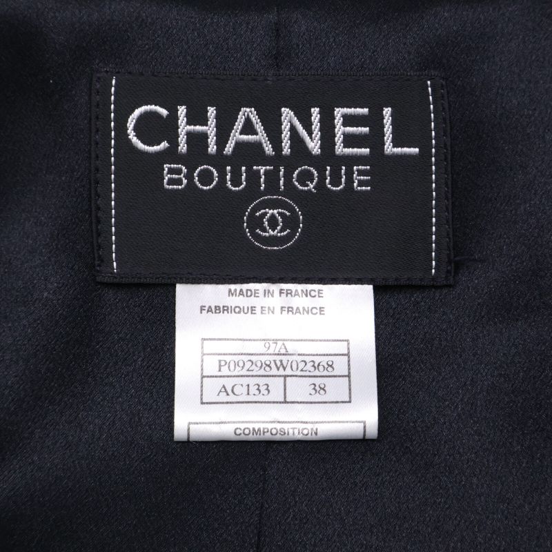 Chanel 97A P09298w02368 Coco Mark Button Wool Double Long Coat 38