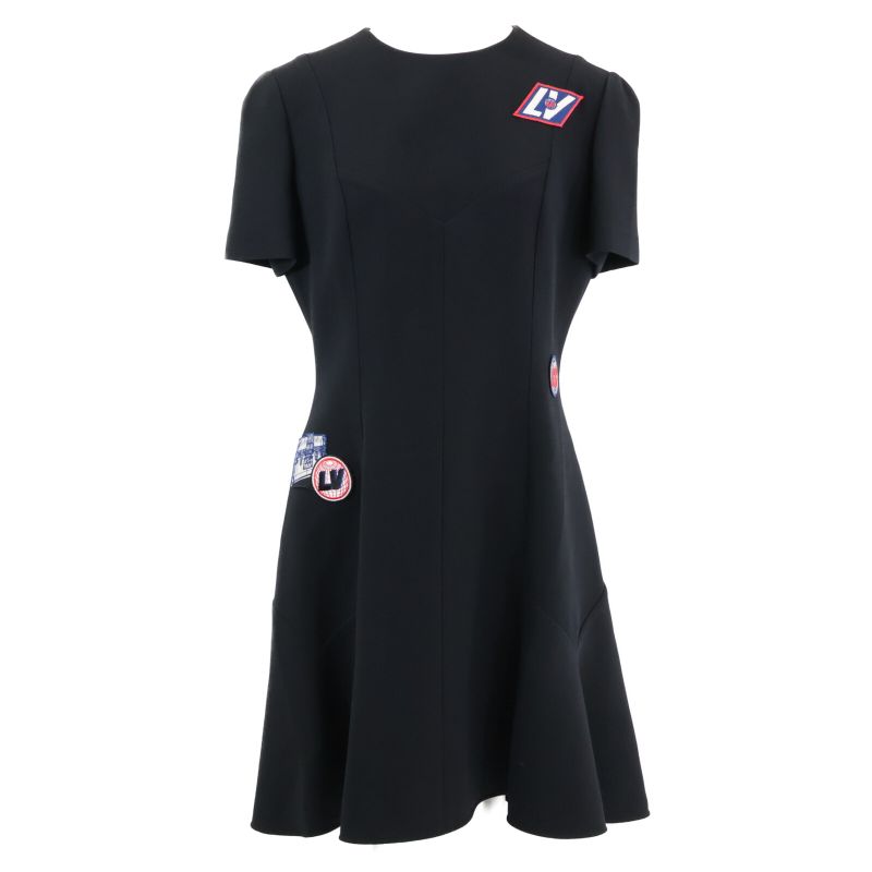 Louis Vuitton Rw201a QRL Wool Silk Patch Skater Dress 40