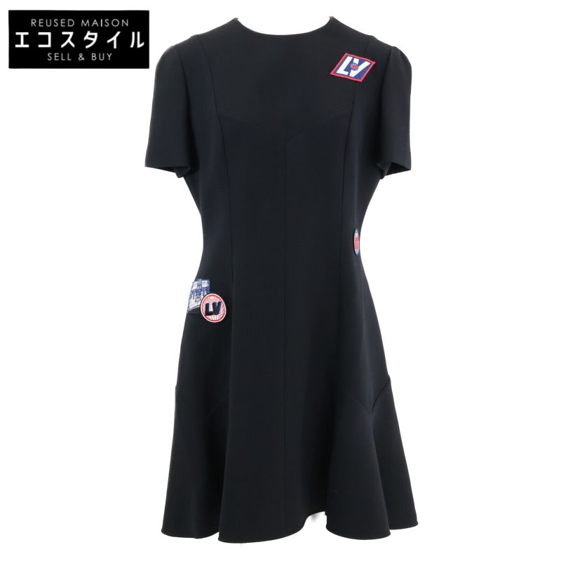 Louis Vuitton Rw201a QRL Wool Silk Patch Skater Dress 40