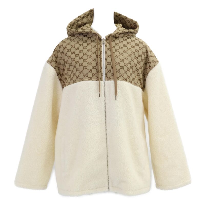 Gucci 24AW 798503 Xjgsi GG Intarsia Wool Fleece Zip L