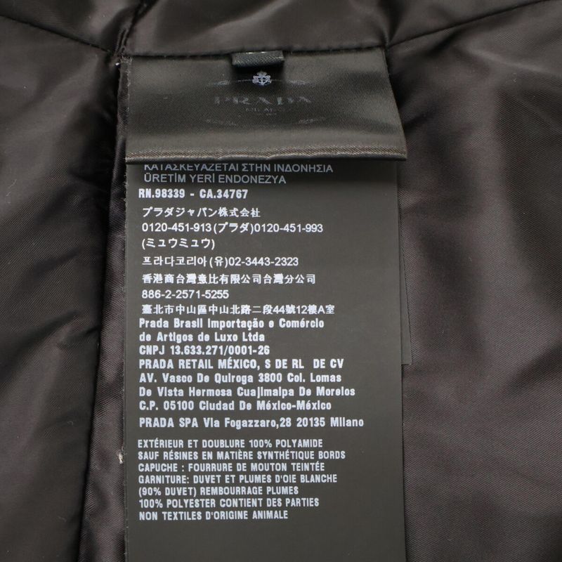Prada 29p117 Triangle Plate Sheepskin Fur Long Down 38