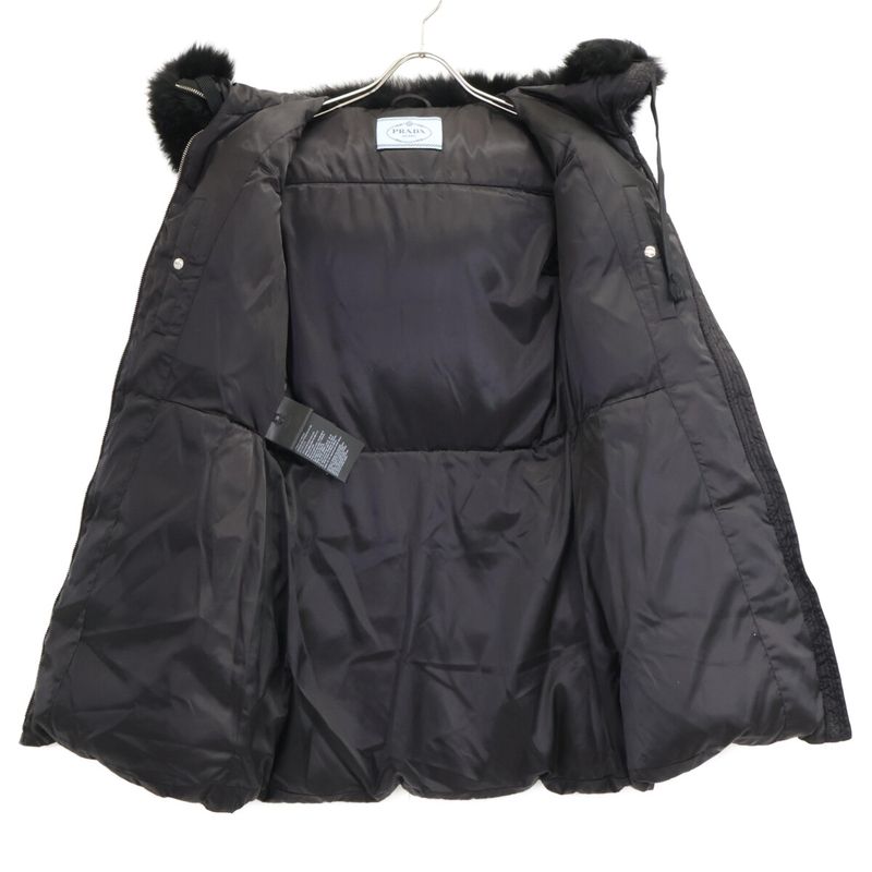 Prada 29p117 Triangle Plate Sheepskin Fur Long Down 38