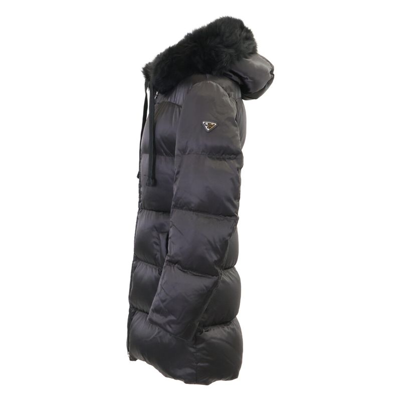 Prada 29p117 Triangle Plate Sheepskin Fur Long Down 38