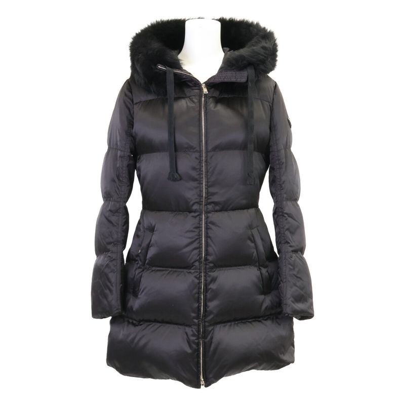 Prada 29p117 Triangle Plate Sheepskin Fur Long Down 38