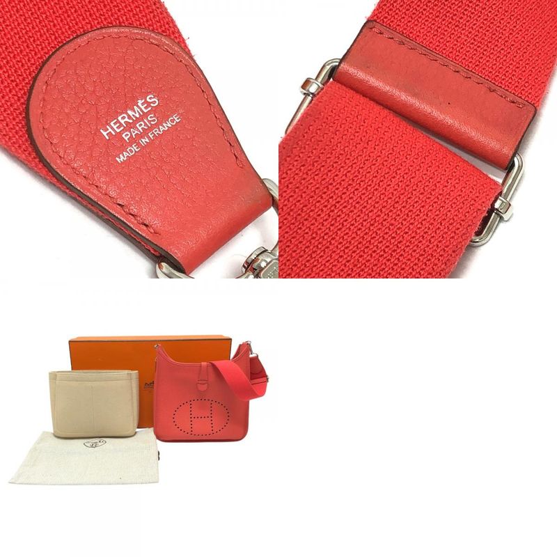 Hermes Shoulder Bag Evelyn PM 3 Taurillon Clemence Rouge Pivoine (estimated) Red