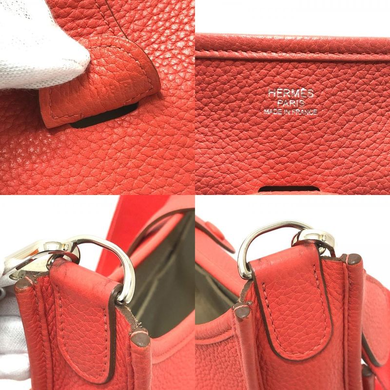 Hermes Shoulder Bag Evelyn PM 3 Taurillon Clemence Rouge Pivoine (estimated) Red