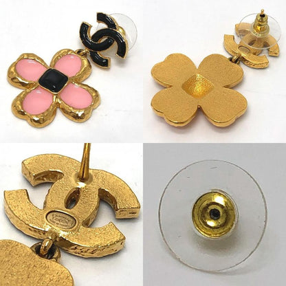 Chanel Earrings Coco Mark Flower Jewelry Accessories Earring Metal Pink And